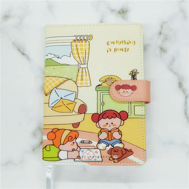 Cute Hand Ledger A5PU Color Page Notepad - My Store