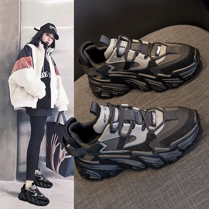 Shoes Women New Thick Soled Women S Shoes Versatile Sports Shoes Black Fashion Net Red Daddy Shoes Spring - My Store