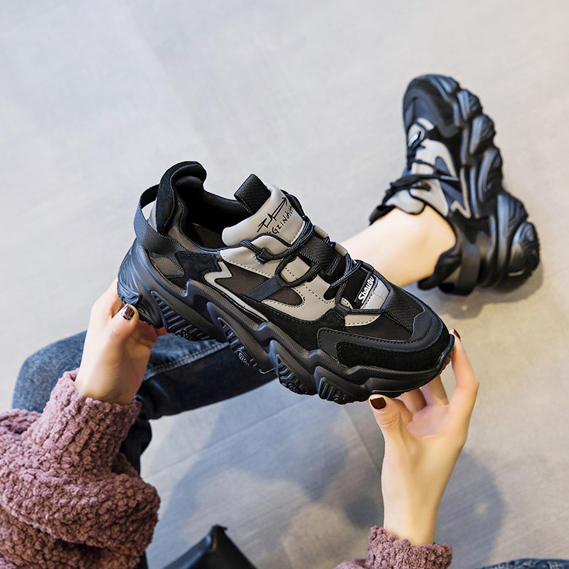 Shoes Women New Thick Soled Women S Shoes Versatile Sports Shoes Black Fashion Net Red Daddy Shoes Spring - My Store