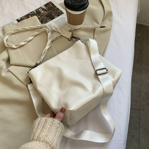 Bag women"s Messenger Bag Large Capacity Single Shoulder Bag New Fashion Versatile Ins Wide Shoulder Strap Small Bucket Bag - My Store