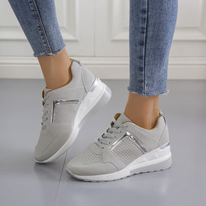 Sneakers Platform Wedge Heel Casual Shoes Lace-up Mesh Sneakers - My Store