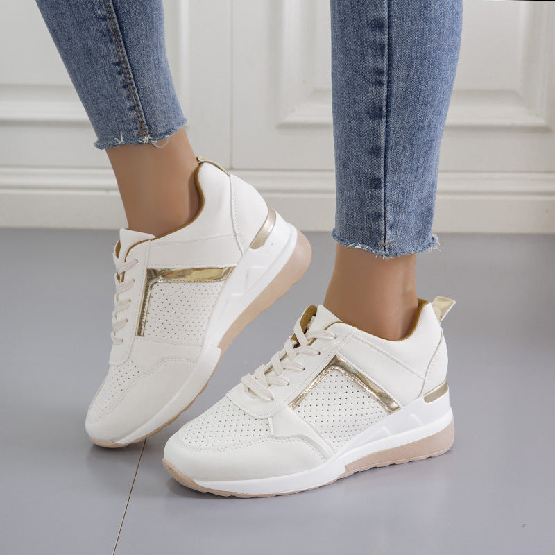 Sneakers Platform Wedge Heel Casual Shoes Lace-up Mesh Sneakers - My Store