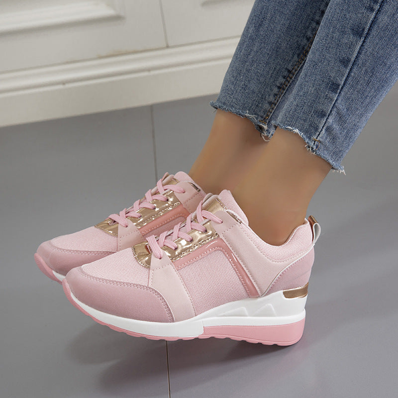 Sneakers Platform Wedge Heel Casual Shoes Lace-up Mesh Sneakers - My Store