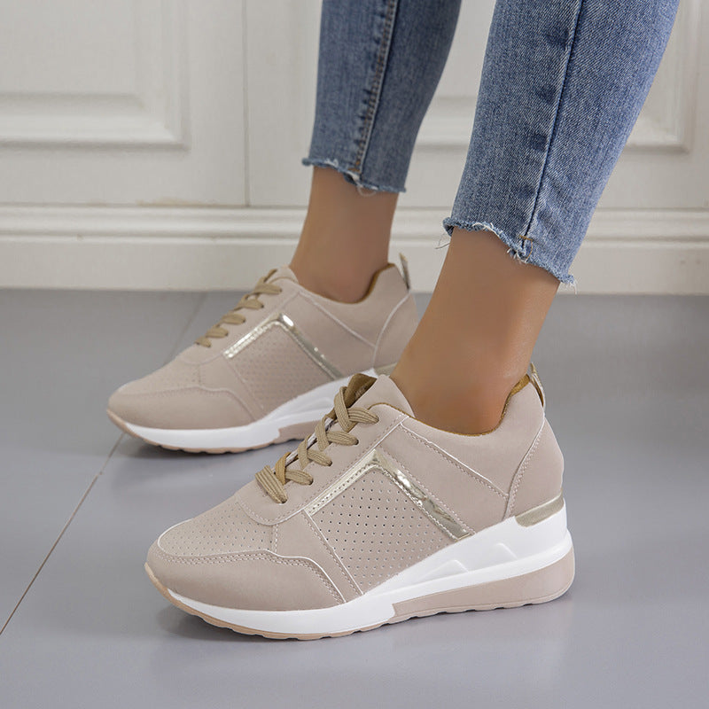 Sneakers Platform Wedge Heel Casual Shoes Lace-up Mesh Sneakers - My Store