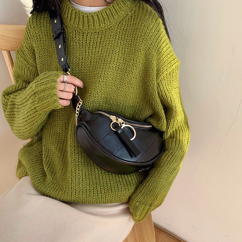 autumn and winter net red new versatile waist bag women"s super hot fashionable chest bag single shoulder Crossbody fashion chain bag - My Store