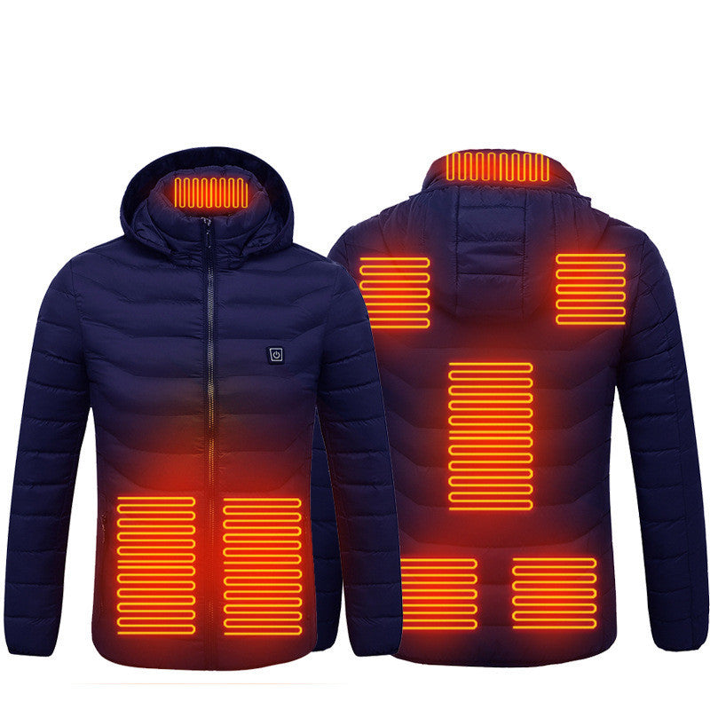 Men Heated Puffer Jacket Electric Heating Coat Insulated Hood Windbreaker 9Heat Zones - My Store