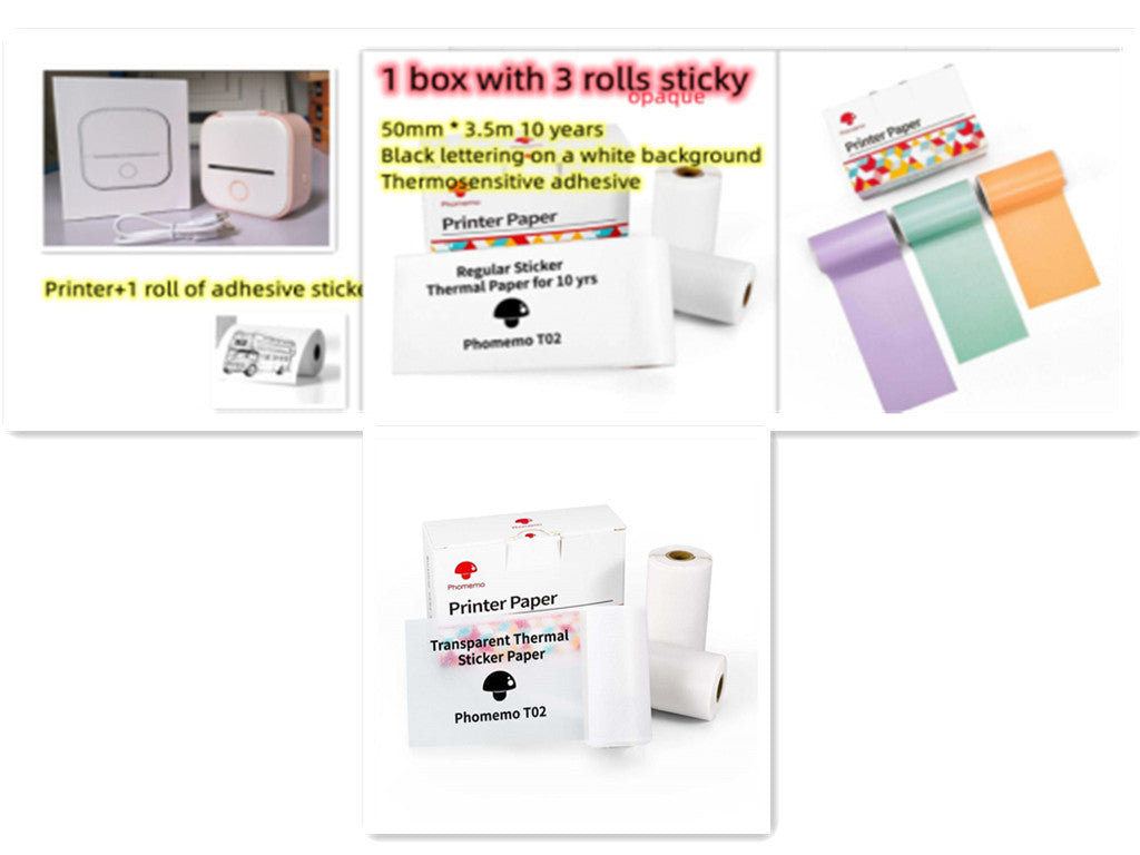Portable Mini Thermal Label Printer Home Photo Printer Student Wrong Question Printer Bluetooth-compatible Mini Label Printer Price Tag - My Store