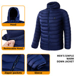 Men Heated Puffer Jacket Electric Heating Coat Insulated Hood Windbreaker 9Heat Zones - My Store