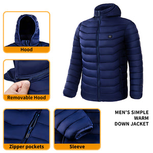 Men Heated Puffer Jacket Electric Heating Coat Insulated Hood Windbreaker 9Heat Zones - My Store