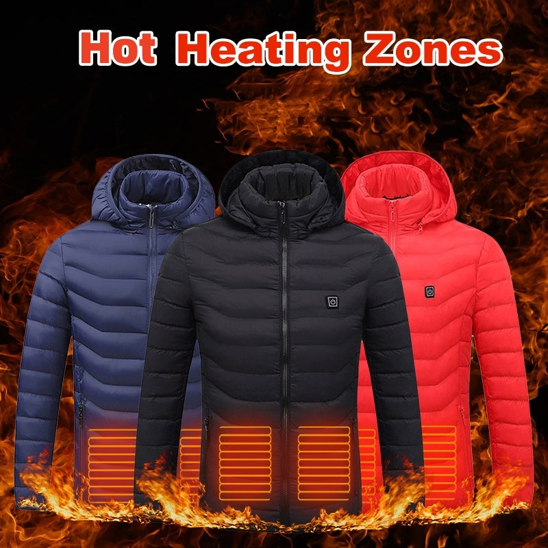 Men Heated Puffer Jacket Electric Heating Coat Insulated Hood Windbreaker 9Heat Zones - My Store