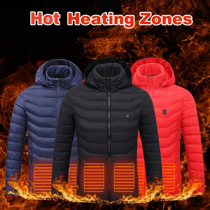 Men Heated Puffer Jacket Electric Heating Coat Insulated Hood Windbreaker 9Heat Zones - My Store