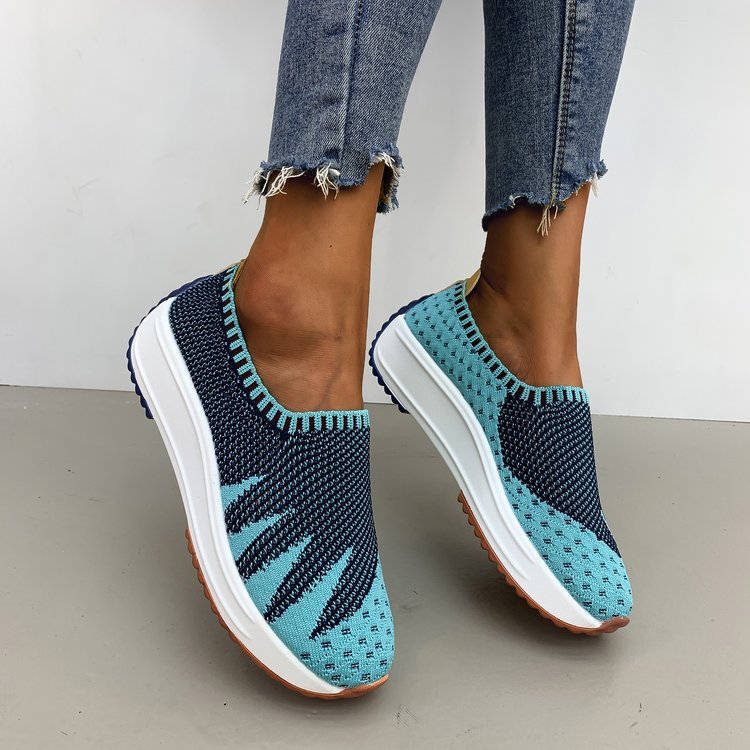 Flyknit Breathable Shoes Wedge Sneakers - My Store