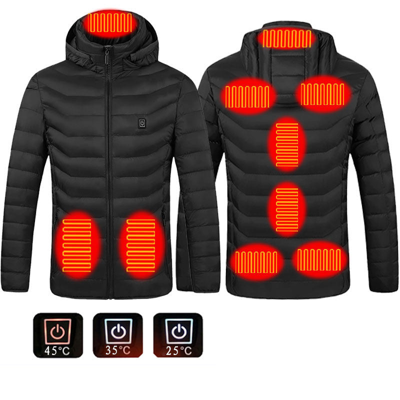 Men Heated Puffer Jacket Electric Heating Coat Insulated Hood Windbreaker 9Heat Zones - My Store