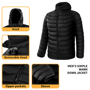 Men Heated Puffer Jacket Electric Heating Coat Insulated Hood Windbreaker 9Heat Zones - My Store